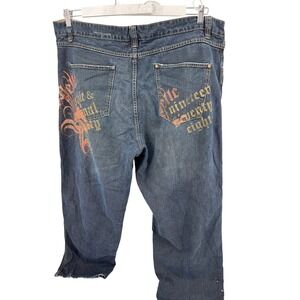 Vintage Y2K Pelle Pelle Jeans 46x34 Dark Wash Baggy Wide Leg Design On BackLogo